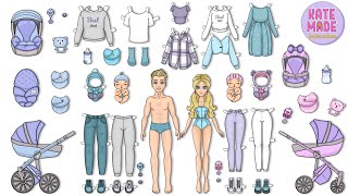 Winter wardrobe for paper dolls family  Tutorial [upl. by Susannah]