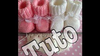 tuto tricot  chaussons bébé 23 [upl. by Rosalinde]