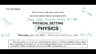 June 2022 Physics Regents Review Part A 135 [upl. by Suoicserp411]