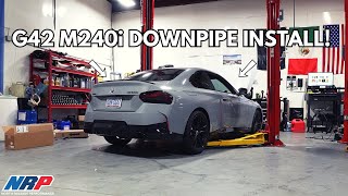 BMW M240i Active Autowerke Catted Downpipe Install SOUND CLIPS [upl. by Eelsew]