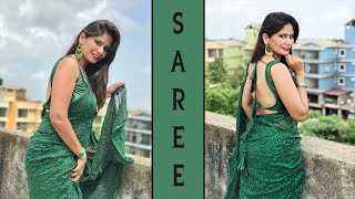 Green Backless Party Wear Blouse Design Shoot ❤️  Green Saree Shoot  Shining Silk Boutique saree [upl. by Cassady101]