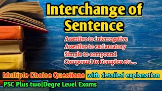 Interchange of sentencePSC English GrammarPrevious year MCQ English [upl. by Landing201]