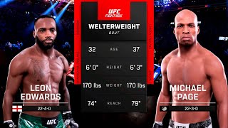 Leon Edwards vs Michael Page  UFC 5  4K 60FPS [upl. by Tuinenga707]