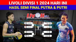 Hasil Lengkap Semi Final Livoli Divisi 1 2024Putra Dan Putri Hari Ini [upl. by Cirdec869]