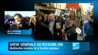 RoyaumeUni  Grève monstre des fonctionnaires pour leurs retraites [upl. by Ruphina]