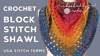 Crochet Block Stitch Shawl just ONE cake of yarn [upl. by Joses]