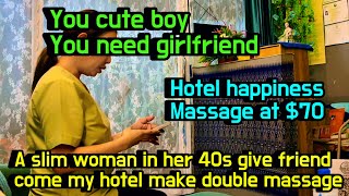 A weird massage shop in Thailand A slim woman in her 40s give friend number for happiness massage [upl. by Eornom]