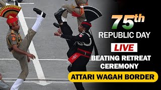 LIVE Beating Retreat Ceremony At Attari Wagah Border Ahead Of Republic Day [upl. by Gombosi43]