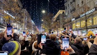 Zurich Christmas lights Lucy switch on 23112023  Bahnhofstrasse walking tour 4K HDR [upl. by Nial]