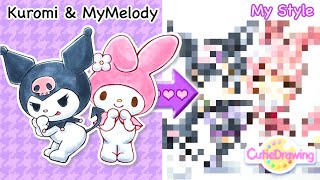 Drawing My Melody and Kuromi in chibi style Copic markers Sanrio star characters 63 [upl. by Acilegna]