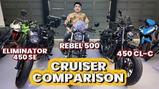 Which Is The Best Beginner Cruiser Eliminator 450 VS Rebel 500 VS 450 CLC [upl. by Arenahs]