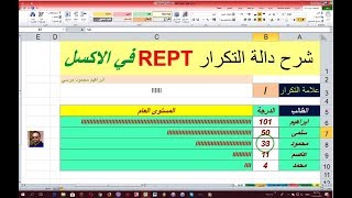 شرح دالة التكرار REPT في تطبيق الاكسل ومثال عملي عليها ابراهيم محمود مرسي [upl. by Laverna]