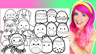 Coloring Squishmallows Plushies Coloring Pages  Animals Caticorn Food amp Sweets  Markers [upl. by Havelock]