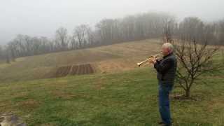 Grandfather playing ReveilleFirst Call at the farm [upl. by Ihcehcu]