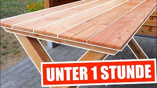 GARTENTISCH aus HOLZ in 1 Stunde selber bauen  MrHandwerk [upl. by Brander]