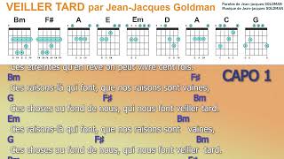 Jean Jacques Goldman Veiller tard Karao Guitare [upl. by Ehcar]