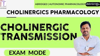 Cholinergic transmission Acetyl choline Cholinergic drugs Pharmacology malayalam [upl. by Iur]