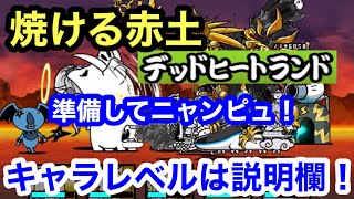 にゃんこ 焼ける赤土 準備してニャンピュ！デットヒートランド にゃんこ大戦争 ユーザーランク18302 キャラレベルは説明欄に [upl. by Erdied]