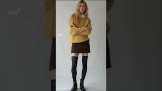 2024 Autumn fall fashions  knit over shirt amp mini skirt styles outfits [upl. by Halihs]