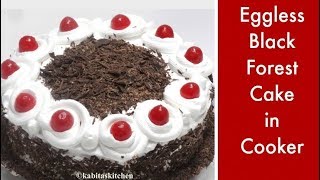 Eggless Black Forest Cake in Pressure Cooker  Black forest Cake recipe  kabitaskitchen [upl. by Askwith614]