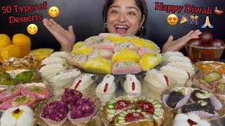 HAPPY DIWALI 2024 🎉🎊 MALAI SANDWICHES MALAI RASGULLA KALA JAMUN RAJBHOG KAJU SWEETS  MUKBANG [upl. by Seaton]