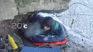 Solo Winter Camping  No Tent  Survival in the Wild 20°C [upl. by Ardnod117]