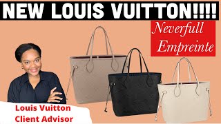 Try On With Me NEW LOUIS VUITTON NEVERFULL MM Empreinte Leather LV Bag Review 2021 [upl. by Leirej]