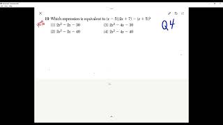 June 2024 Algebra 1 Regents Question 19 [upl. by Nednil]