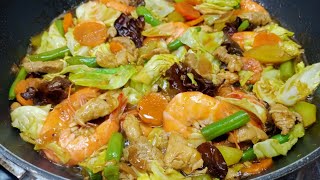 SAUTEED SHRIMP AND MIXED VEGETABLES HEALTHY DELICIOUS EASY RECIPE [upl. by Preuss]