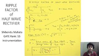 Ripple Factor of Half Wave Rectifier [upl. by Ahcilef]