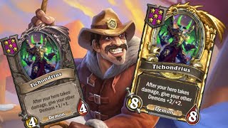 Crazy Golden Tichondrius Scaling  Hearthstone Battlegrounds [upl. by Nonrev]