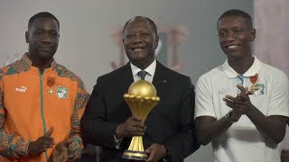 CAN 2023  les Éléphants décorés par le président Ouattara [upl. by Ennahtur]