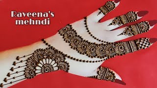 Simple Henna jewellery design for hand new 2022 mehndi design for beginners raveenas mehandi [upl. by Elacim]