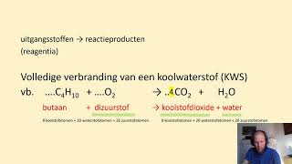 Volledige verbranding van een koolwaterstof KWS in een reactievergelijking butaan O2 → CO2 H2O [upl. by Torrell]