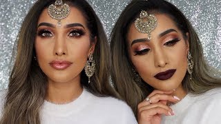 Rose Gold Indian Wedding Makeup  2 Lip Options [upl. by Tayler]