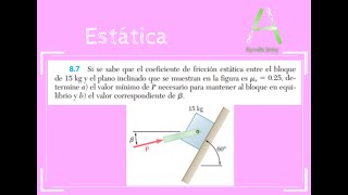 Ejercicio 87 Estática BeerJohnston Si se sabe que el coeficiente de fricción estática entre [upl. by Seaden]