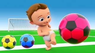 Soccer Game Play by Little Baby with Soccer Balls to Learn Colors for Children  3D Kids Learning [upl. by Ku]