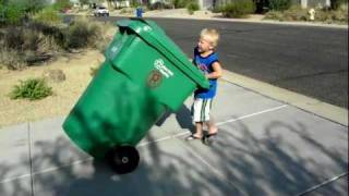 Recycle Kid waiting for the garbage truck in Mesa Arizona [upl. by Rockey]