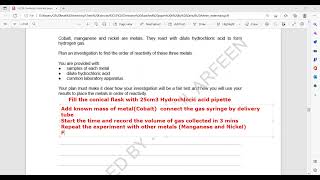 Metals Question 1 Alternate to practicals IGCSE Chemistry [upl. by Ahsenat]