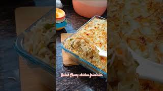 Baked cheesy chicken fried rice recipe shorts [upl. by Adelle479]