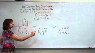 Setting up the determinants to solve a three equation three variable system of equations [upl. by Sumetra202]