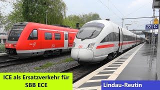 Durch angekündigten Streik➡️ICE als Ersatztverkehr in LindauReutin durch das Allgäu statt SBB ECE [upl. by Yrehcaz697]