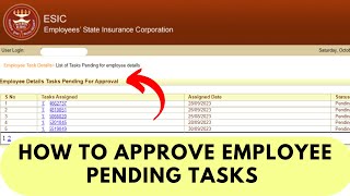 How to Approve Employee Details Tasks Pending For Approval  Edit Employee Workflow Process in ESIC [upl. by Canty198]