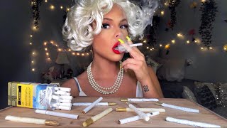 ASMR EATING EDIBLE CANDY CIGARETTES WITH MARILYN MONROE MOST ODDLY SATISFYING MUKBANG 먹방 [upl. by Ahseyk]