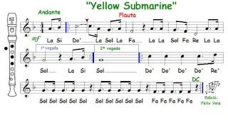 Yellow Submarine Los Beatles Flauta con notas [upl. by Lessur]