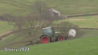 Slurry 2024 Fendt 718 With Umbilical and Case with Abbey tanking 12 02 2024 [upl. by Shelbi]