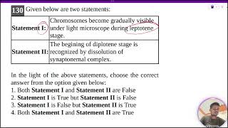 Chromosomes become gradually visibleunder light microscope during leptotenestageStatement IIThe [upl. by Nnaira]