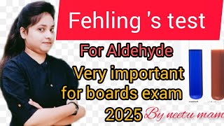 Fehling s test for aldehyde  class 12th Chemistry  By Neetu Mam [upl. by Marlee400]