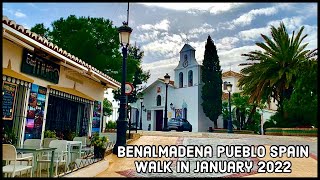 Benalmadena Pueblo Spain Walk in January 2022 [upl. by Bloomer357]