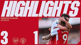 HIGHLIGHTS  Arsenal vs Manchester United 31  Odegaard Rice Gabriel Jesus seal victory [upl. by Worrad]